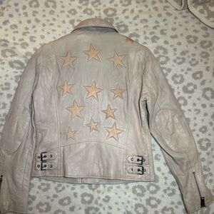 Women's Star-Embellished Leather Jacket